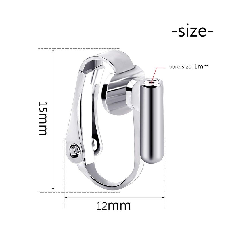 Jdesun 20 Pieces Silver Clip-on Earring Converters with Post for Non-Pierced Ears - Image 2
